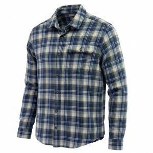 Patagonia Mens Medium Organic Cotton Plaid Flannel Shirt Blue Cream (A28)